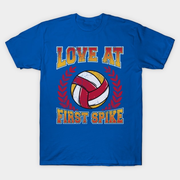 Volleyball Love At First Spike Player Coach Team Tournament T-Shirt by E